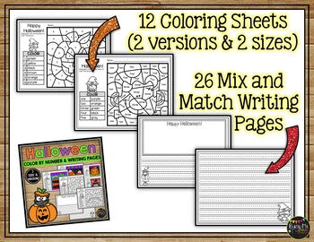 Halloween Math and Writing Activities and Worksheets No Prep