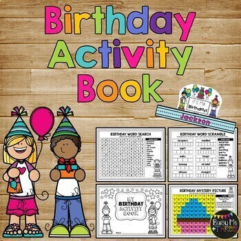 Birthday Activities BUNDLE No Prep Book, Certificate, Bingo, Bookmark, Topper