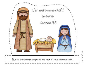 Christmas Activity Nativity Sentence Strip Headband, Jesus {Black Line & Color}