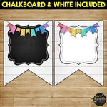 Editable Banners Farmhouse White Shiplap Wood in Chalkboard and White