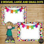 Editable Confetti Labels Rainbow Polka Dots {30 different labels}