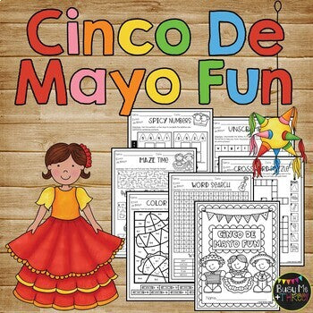 Cinco De Mayo Activities BUNDLE No Prep Printables, Bingo, Color by Number