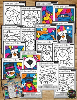 Color by Code Winter Math Activities {Addition and Subtraction to 10}