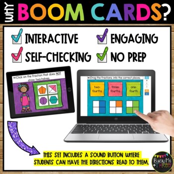 Distance Learning Fraction Game for 1st and 2nd Grade BOOM CARDS™