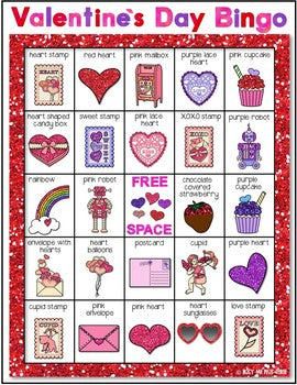 Valentine's Day Activity Bingo Game Glittery {25 Different Bingo Cards}