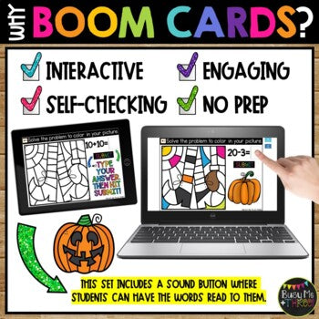 Boom Cards™ Halloween Color by Code WITCH SHOES Digital Learning Activity