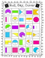 Fraction Game with Dice, Roll, Say, Cover - K, 1st, 2nd