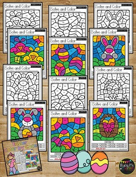 Color by Code Easter Math Activities {Addition & Subtraction to 10}