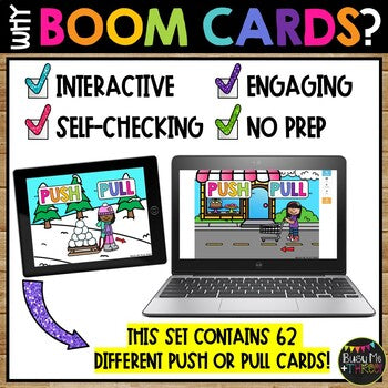 Push or Pull BOOM CARDS™ Force and Motion Science Digital Learning Game