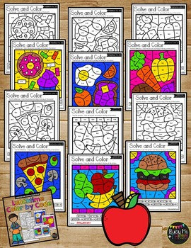 Back to School Activities Food Color by Code {Addition & Subtraction to 20}