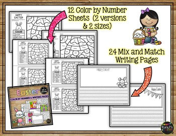 Easter Activities for Writing and Math | Color by Number and Writing Pages