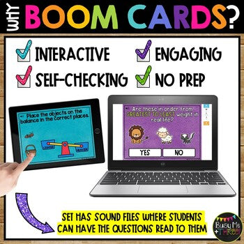 Nonstandard Measurement BOOM CARDS™ Weight and Mass Digital Learning Game