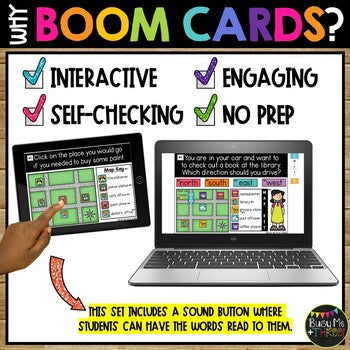 Map Skills and Directions BOOM CARDS™ Distance Learning, Reading a Map