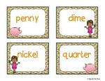 Identifying Coins Money Activity Center Worksheet, Kindergarten & First Grade