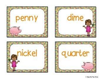 Identifying Coins Money Activity Center Worksheet, Kindergarten & First Grade