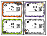 Halloween Math Game, Subtraction, 2 and 3 Digit With Regrouping {QR Codes}