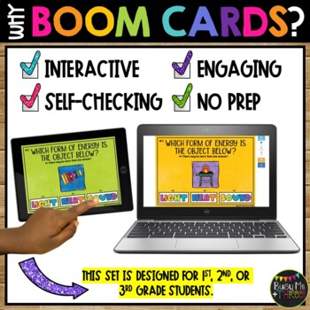 Forms of Energy BOOM CARDS™ Science Digital Learning | Light, Heat, Sound