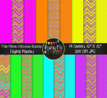 Neon Chevron BUNDLE Digital Papers {Commercial Use Digital Graphics}