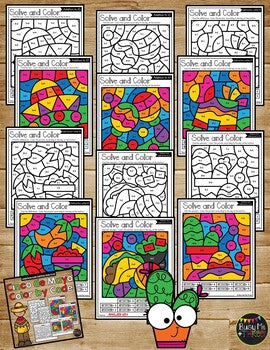 Color by Code CINCO DE MAYO Math Activities {Addition & Subtraction to 10}