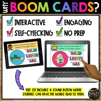 States of Matter BOOM CARDS™ Digital Learning Game Solid, Liquid, and Gas