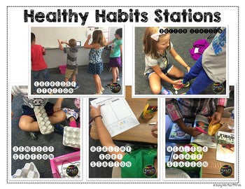 Healthy Habits Stations, Eating Healthy, Doctor, Dentist, Exercise {K, 1, 2}