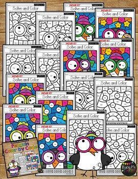 Color by Code PENGUINS Color by Number {Addition & Subtraction to 20}