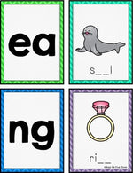 PHONICS CARDS Match Up, Sounds, Chunks, Game and Interactive Book