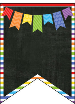 ROY G BIV Editable Banners {Primary Rainbow & Chalkboard Theme}