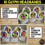 Halloween Activities Glyph Sentence Strip Headband Color by Number