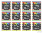 Editable Labels RAINBOW & Chalkboard Chevron and Stripes {45 different labels}