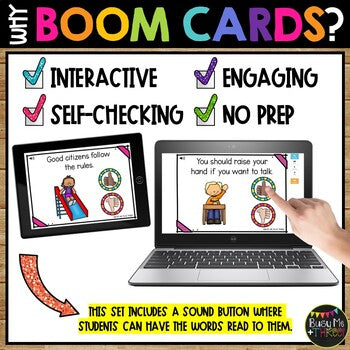 Procedures, Citizenship, and Rules Back to School BOOM CARDS™ Distance Learning