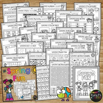 SPRING Activities Packet NO PREP Fun Math and Literacy