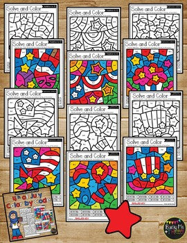 Color by Code 4TH OF JULY Math Activities {Addition & Subtraction to 10}