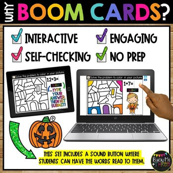 Boom Cards™ Halloween Color by Code HAUNTED HOUSE Digital Learning Activity