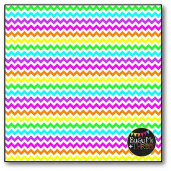 Neon & White Chevron Digital Papers {Commercial Use Digital Graphics}