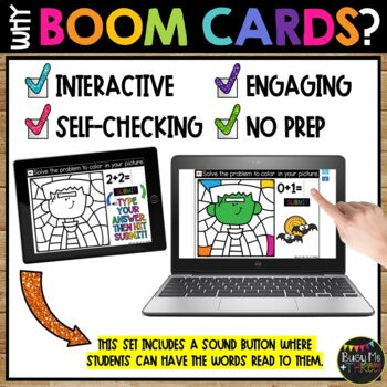 Boom Cards™ Halloween Color by Code FRANKENSTEIN Digital Learning Activity