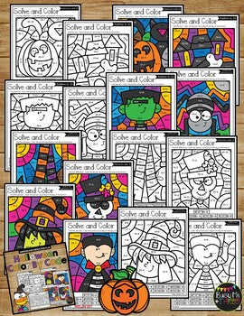 Color by Code Halloween Activities {Addition and Subtraction to 20}