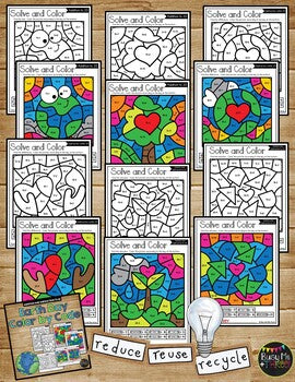 Color by Code Earth Day Math Activities {Addition & Subtraction to 20}