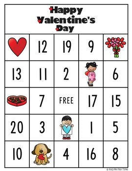 Valentine's Day Bingo, Addition and Subtraction Math Bingo Game