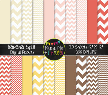 Ice Cream Chevron Bundle Digital Papers {Commercial Use Digital Graphics}