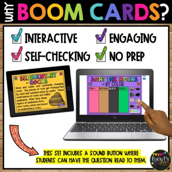 Types of Rocks BOOM CARDS™ Digital Learning Game for Primary Students