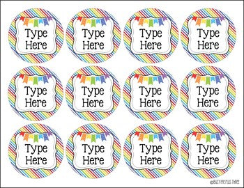 Editable Labels RAINBOW & WHITE Chevron and Stripes {45 different labels}