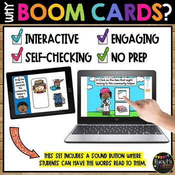 Community Helpers and Jobs BOOM CARDS™ Distance Learning, Social Studies