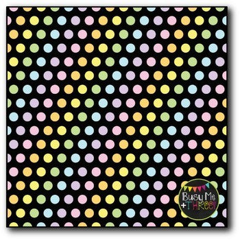 Pastel Polka Dots on Black Digital Papers {Commercial Use Digital Graphics}