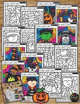 Color by Code Halloween Activities {Addition and Subtraction to 10}