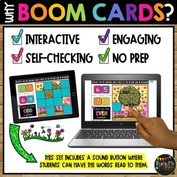 SPRING Boom Cards™ Uncover the Picture Set 3 Odd & Even Greater Than & Less Than