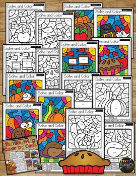 Color by Code Thanksgiving Activities {Addition and Subtraction to 10}