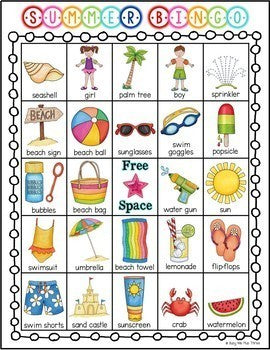 SUMMER BINGO Game End of the Year | 25 Different Bingo Cards