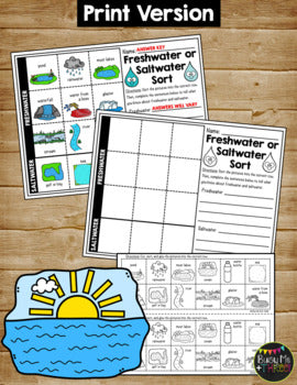 Freshwater and Saltwater Sort Printable and Digital for Google Classroom™