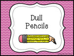 Sharpened and Dull Pencils Signs, CHEVRON, Classroom Organization